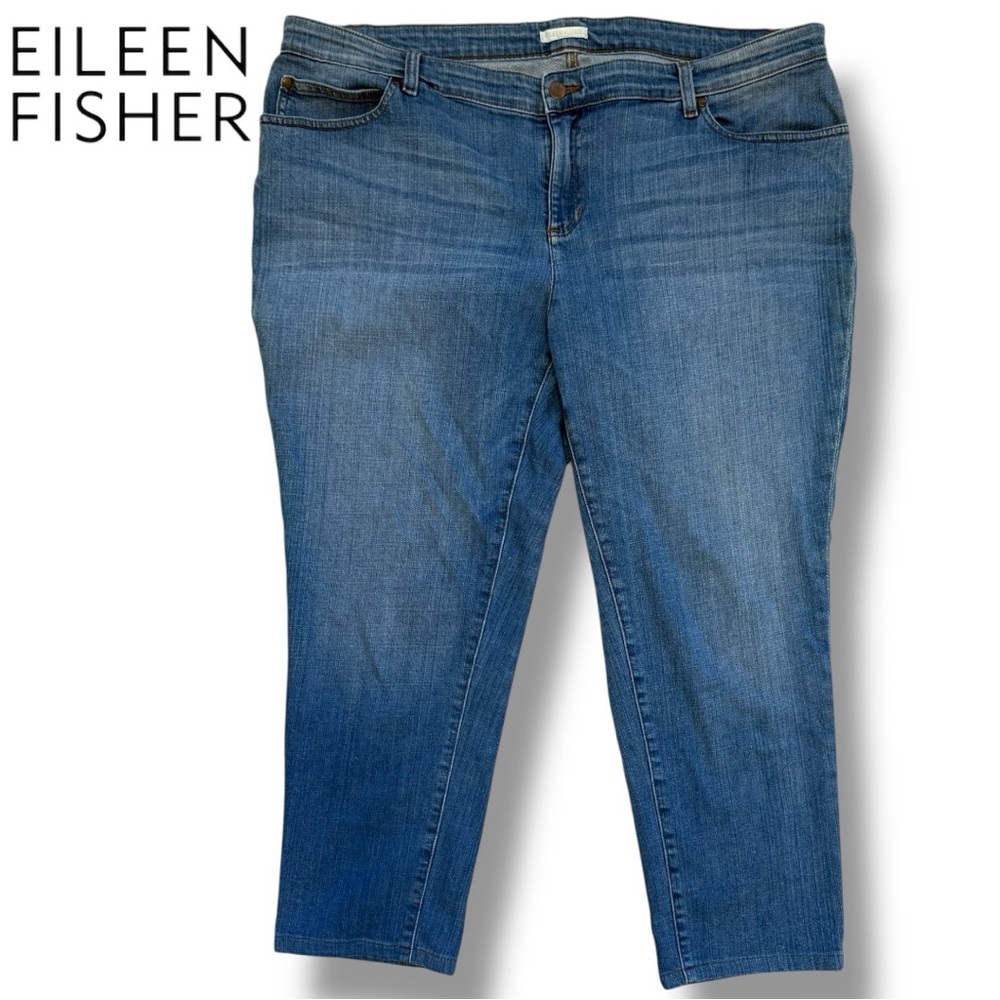 EILEEN FISHER WOMAN ORGANIC COTTON Straight Hem Tapered Jeans | Sz 18W
